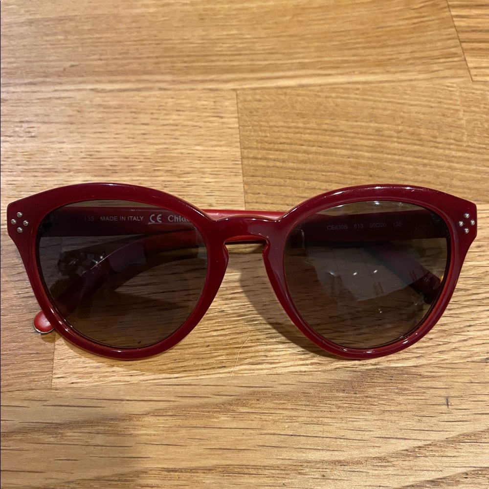 Chloé Cat-Eye Sunglasses in Red w/ Corner Detail